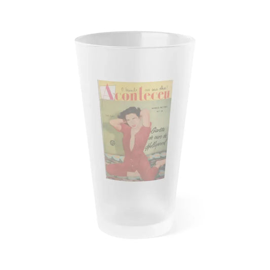 Jeanne Carmen #217 - Jeanne on Front Cover in Color of Aconteceu MARCO DE 1955 Brazilian Digest Sized Mag. (Vintage Female Icon) Frosted Pint Glass 16oz 16oz Frosted - Go Mug Yourself