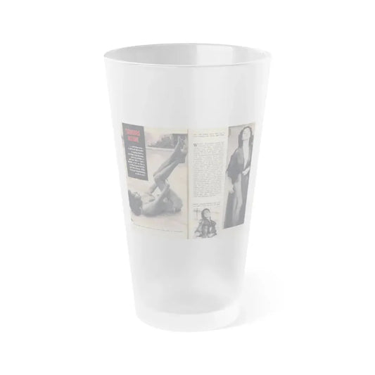 Jeanne Carmen #218 - Pages 64-65 Pages 1 & 2 of 4+3 B&W Photos, Captions & Article from VUE Digest Mag. Jan. '55 (Vintage Female Icon) Frosted Pint Glass 16oz 16oz Frosted - Go Mug Yourself