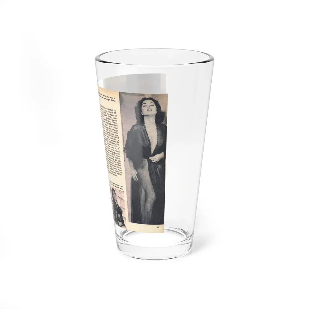 Jeanne Carmen #218 - Pages 64-65 Pages 1 & 2 of 4+3 B&W Photos, Captions & Article from VUE Digest Mag. Jan. '55 (Vintage Female Icon) Pint Glass 16oz - Go Mug Yourself
