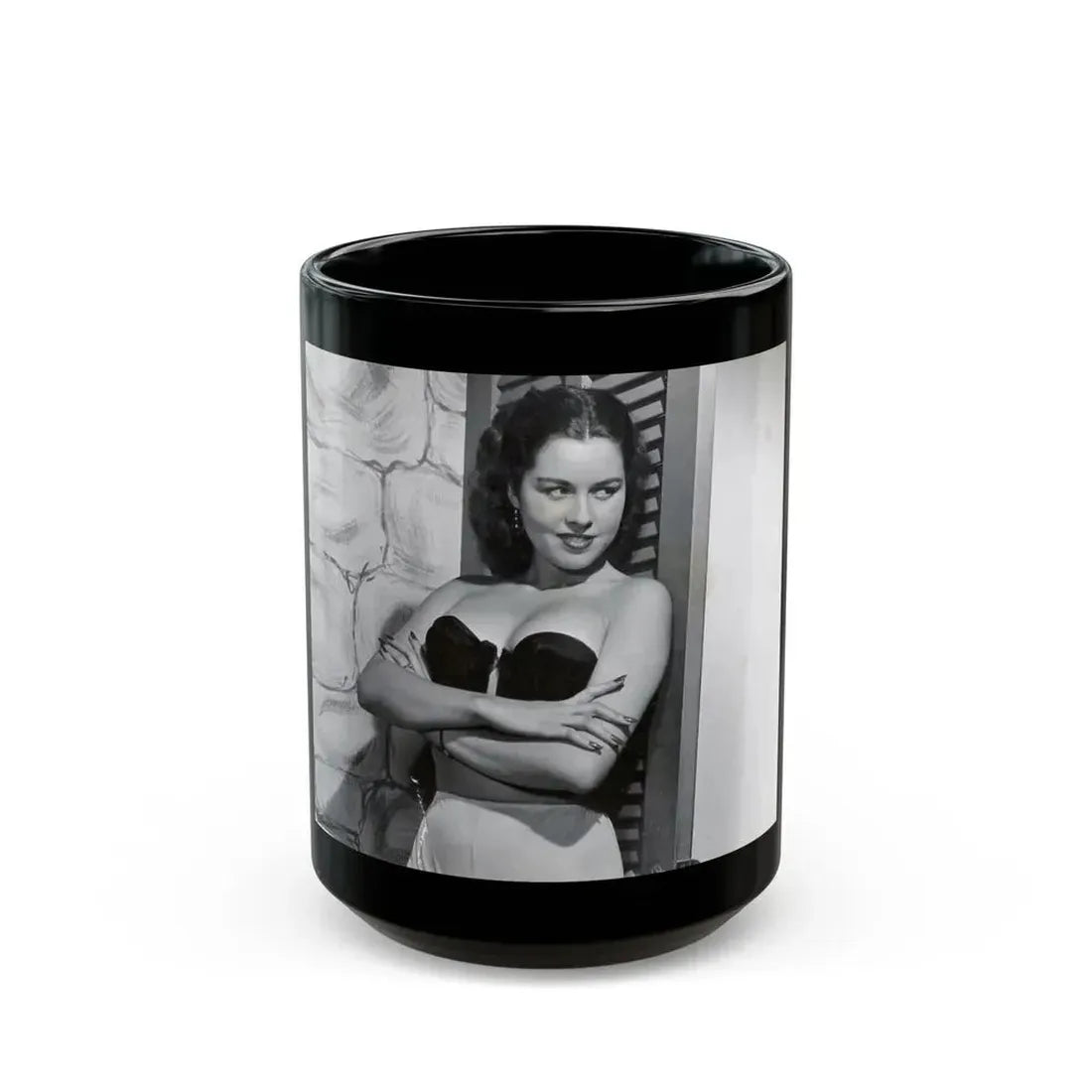 Jeanne Carmen #220 (Vintage Female Icon) Black Coffee Mug 15oz - Go Mug Yourself