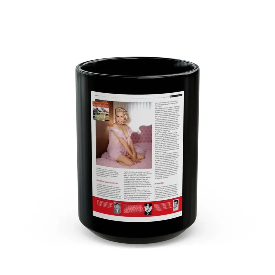 Jeanne Carmen #226 - German Mag. Layout (Vintage Female Icon) Black Coffee Mug 15oz - Go Mug Yourself