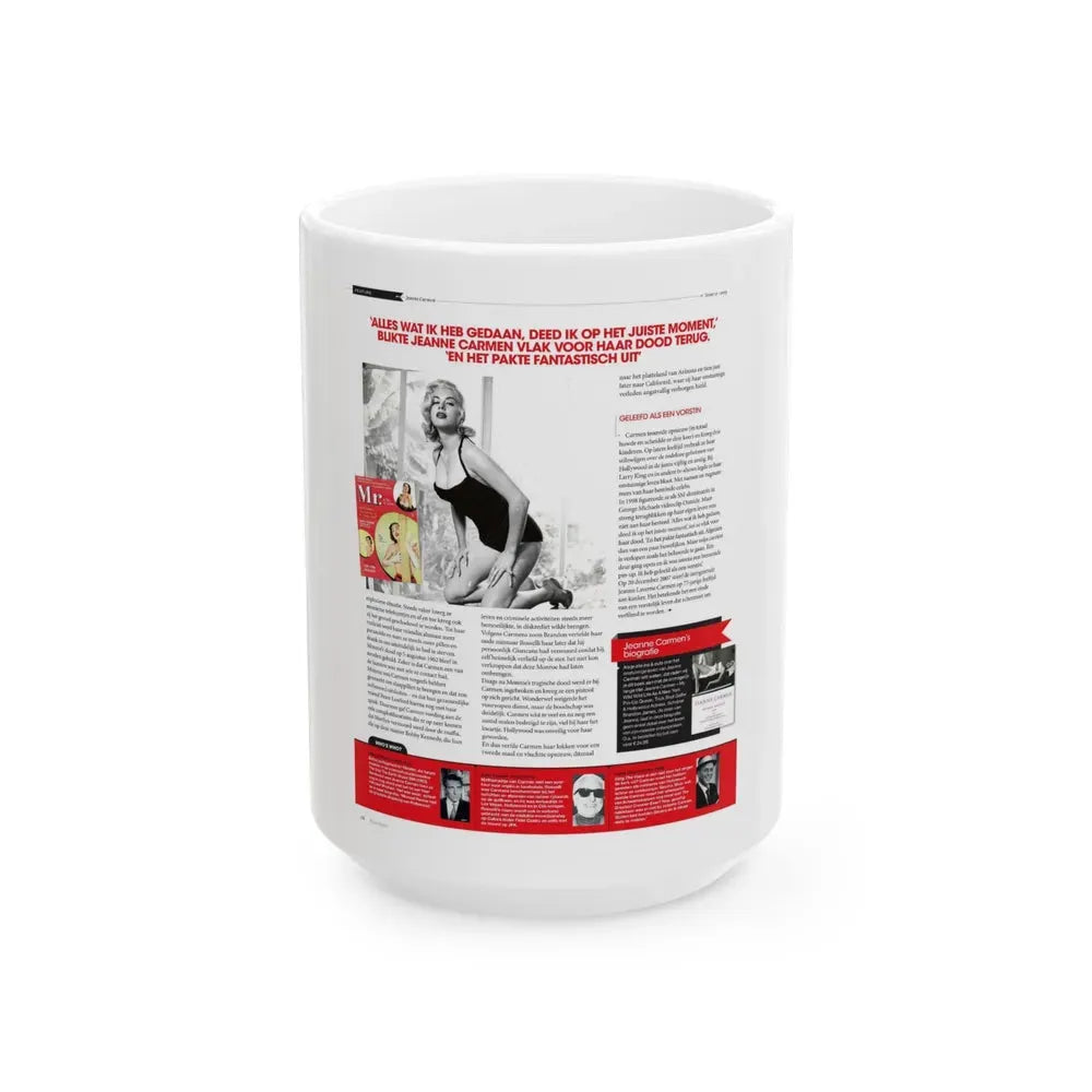 Jeanne Carmen #227 - German Mag. Layout (Vintage Female Icon) White Coffee Mug 15oz - Go Mug Yourself