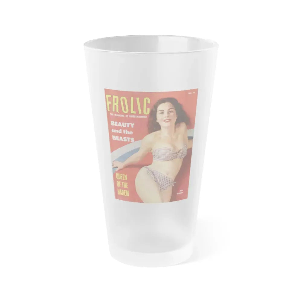 Jeanne Carmen #322 - Carmen on Cover of FROLIC Mag. Dec. '53 (Vintage Female Icon) Frosted Pint Glass 16oz 16oz Frosted - Go Mug Yourself