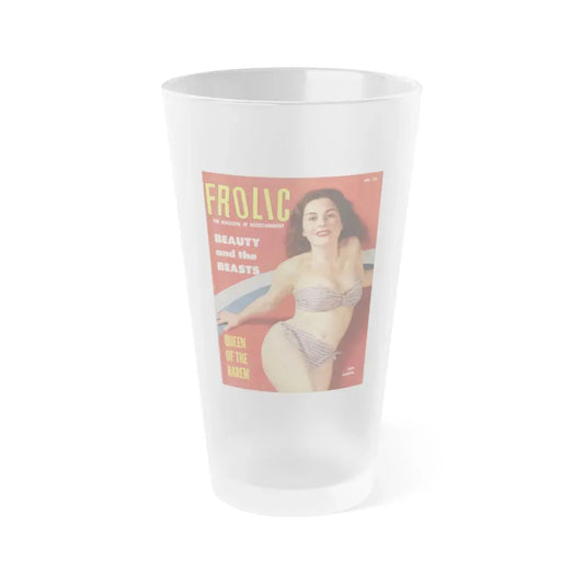 Jeanne Carmen #322 - Carmen on Cover of FROLIC Mag. Dec. '53 (Vintage Female Icon) Frosted Pint Glass 16oz 16oz Frosted - Go Mug Yourself