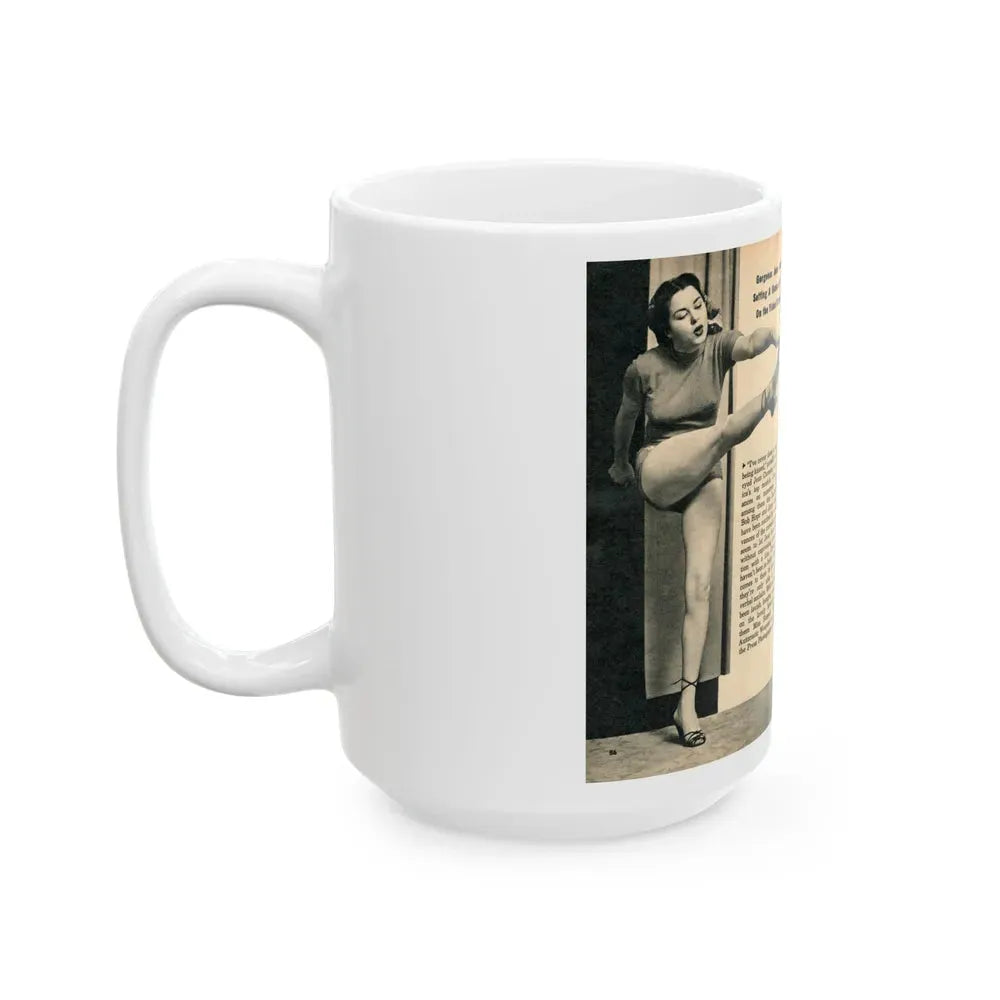 Jeanne Carmen #324 - Page 86 & 87 Pages 2 & 3 of 5 with 2 B&W Pin-Up Pics from PHOTO Digest Mag. Sept. '53 (Vintage Female Icon) White Coffee Mug - Go Mug Yourself