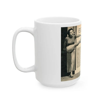Jeanne Carmen #324 - Page 86 & 87 Pages 2 & 3 of 5 with 2 B&W Pin-Up Pics from PHOTO Digest Mag. Sept. '53 (Vintage Female Icon) White Coffee Mug - Go Mug Yourself