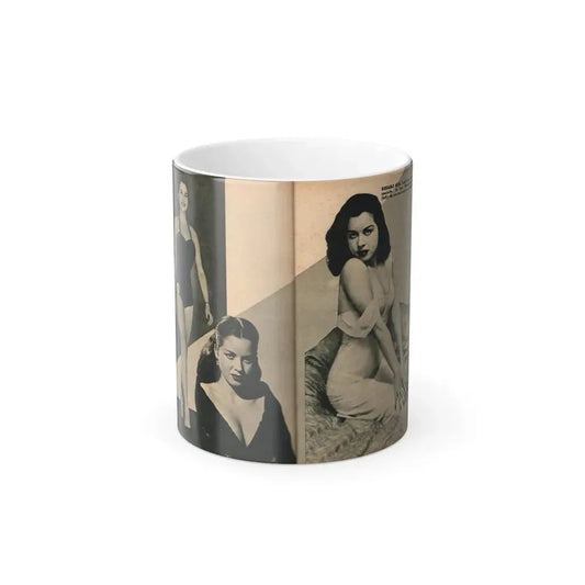 Jeanne Carmen #325 - [Page 88 & 89] Pages 4 & 5 of 5 with 2 B&W Pin-Up Pics & 1 B&W Glamour Pic from PHOTO Digest Mag. Sept. '53 (Vintage Female Icon) Color Changing Coffee Mug 11oz - Go Mug Yourself