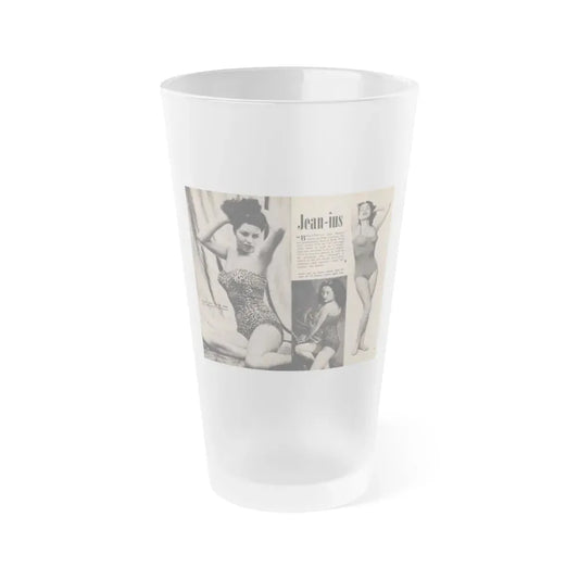 Jeanne Carmen #326 - Page 130 & 131 Pages 1 & 2 of 3 with 2 B&W Pin-Up Pics from TAB Digest Mag. Jan. '54 (Vintage Female Icon) Frosted Pint Glass 16oz 16oz Frosted - Go Mug Yourself