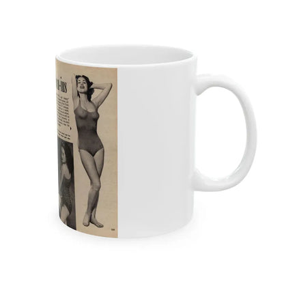 Jeanne Carmen #326 - Page 130 & 131 Pages 1 & 2 of 3 with 2 B&W Pin-Up Pics from TAB Digest Mag. Jan. '54 (Vintage Female Icon) White Coffee Mug - Go Mug Yourself