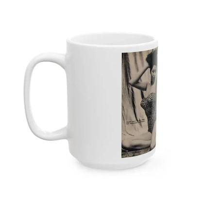 Jeanne Carmen #326 - Page 130 & 131 Pages 1 & 2 of 3 with 2 B&W Pin-Up Pics from TAB Digest Mag. Jan. '54 (Vintage Female Icon) White Coffee Mug - Go Mug Yourself