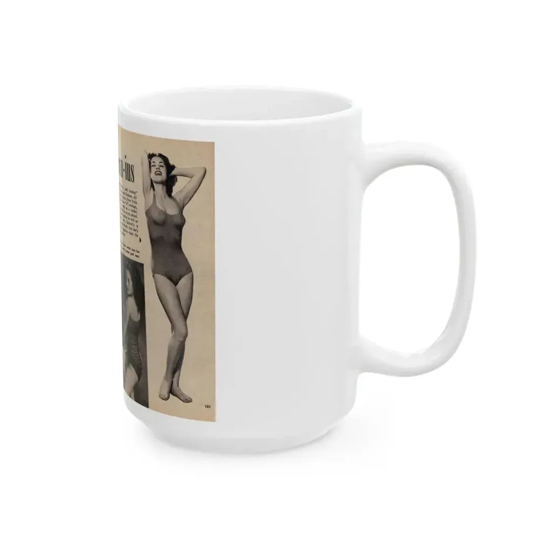 Jeanne Carmen #326 - Page 130 & 131 Pages 1 & 2 of 3 with 2 B&W Pin-Up Pics from TAB Digest Mag. Jan. '54 (Vintage Female Icon) White Coffee Mug - Go Mug Yourself