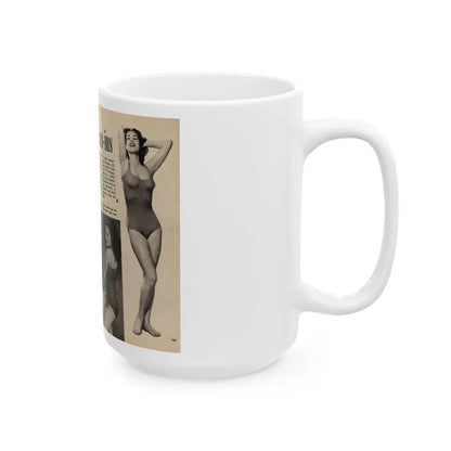 Jeanne Carmen #326 - Page 130 & 131 Pages 1 & 2 of 3 with 2 B&W Pin-Up Pics from TAB Digest Mag. Jan. '54 (Vintage Female Icon) White Coffee Mug - Go Mug Yourself