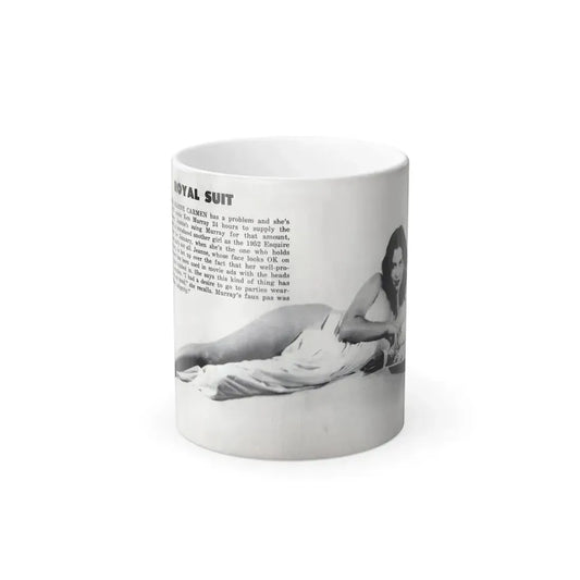 Jeanne Carmen #328 - Inside of Back Cover 1 Full Body no feet bummer Nude in Sheet B&W Glamour Cheesecake Pic from VUE Digest Mag. June '52 (Vintage Female Icon) Color Changing Coffee Mug 11oz - Go Mug Yourself