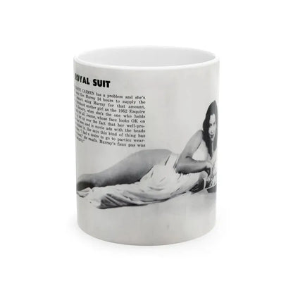 Jeanne Carmen #328 - Inside of Back Cover 1 Full Body no feet bummer Nude in Sheet B&W Glamour Cheesecake Pic from VUE Digest Mag. June '52 (Vintage Female Icon) White Coffee Mug 11oz - Go Mug Yourself