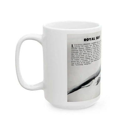 Jeanne Carmen #328 - Inside of Back Cover 1 Full Body no feet bummer Nude in Sheet B&W Glamour Cheesecake Pic from VUE Digest Mag. June '52 (Vintage Female Icon) White Coffee Mug - Go Mug Yourself