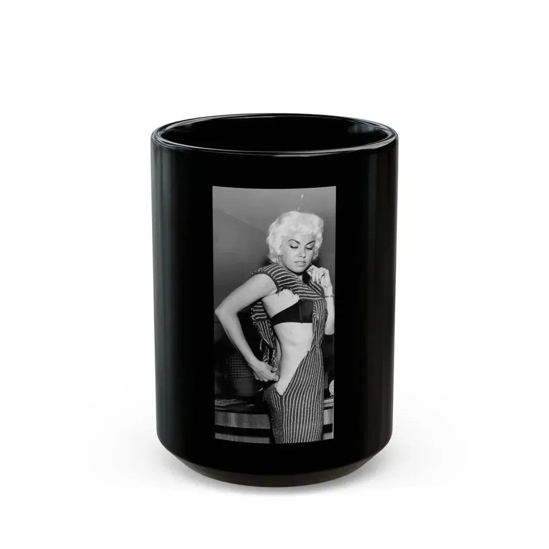 Jeanne Carmen #49 (Vintage Female Icon) Black Coffee Mug 15oz - Go Mug Yourself