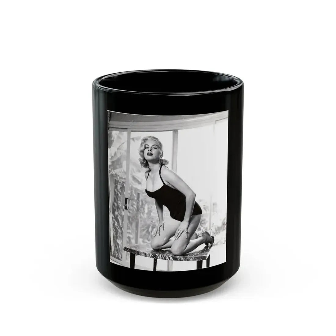 Jeanne Carmen #50 (Vintage Female Icon) Black Coffee Mug 15oz - Go Mug Yourself