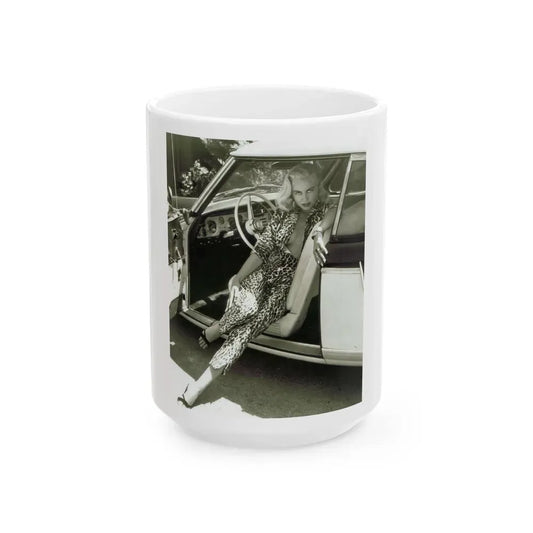 Jeanne Carmen #52 (Vintage Female Icon) White Coffee Mug 15oz - Go Mug Yourself