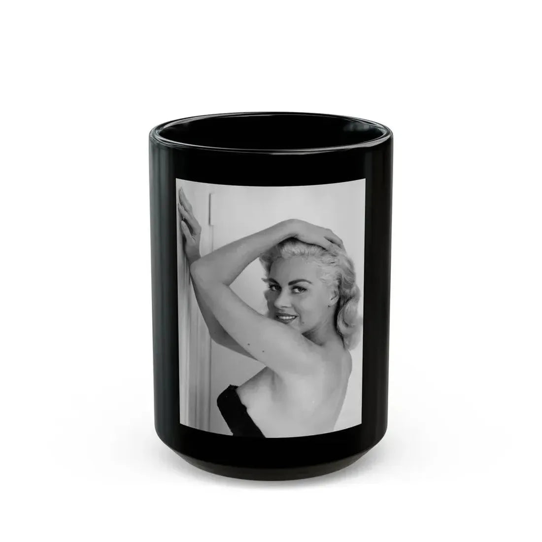 Jeanne Carmen #57 (Vintage Female Icon) Black Coffee Mug 15oz - Go Mug Yourself