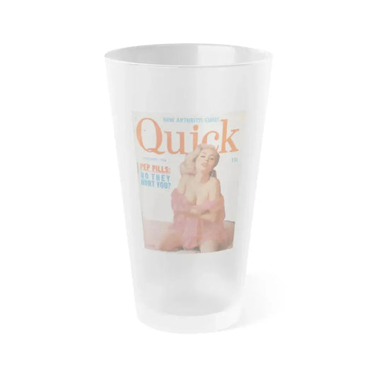 Jeanne Carmen #69 - Jeanne on Front Cover of Quick Pocket Mag. Jan. '58 - Jeanne on Cover in Color (Vintage Female Icon) Frosted Pint Glass 16oz 16oz Frosted - Go Mug Yourself
