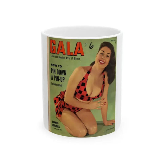 Jeanne Carmen #73 - Jeanne on Cover in Color of GALA Mag. '55 (Vintage Female Icon) White Coffee Mug 11oz - Go Mug Yourself