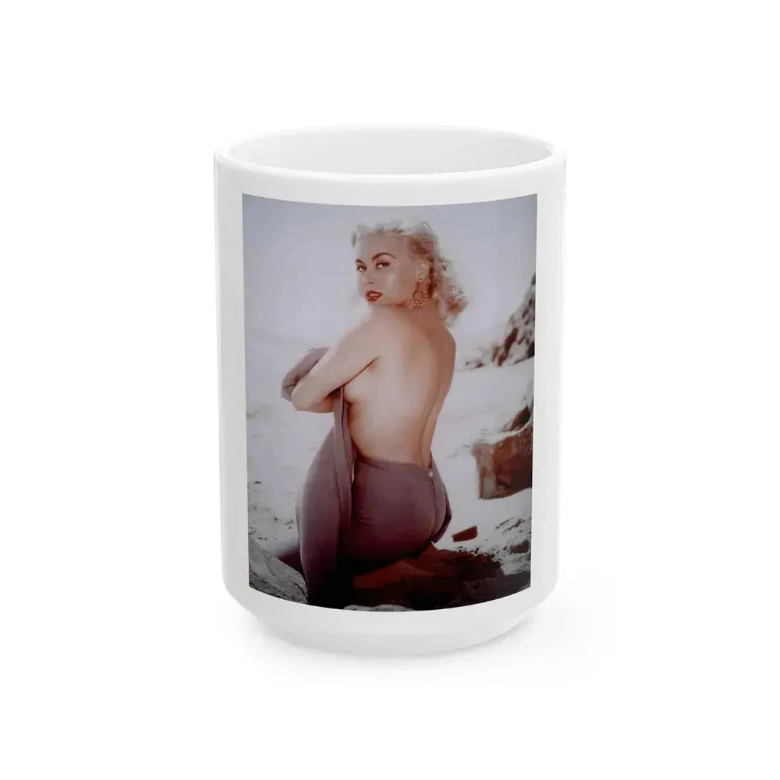 Jeanne Carmen #88 (Vintage Female Icon) White Coffee Mug 15oz - Go Mug Yourself