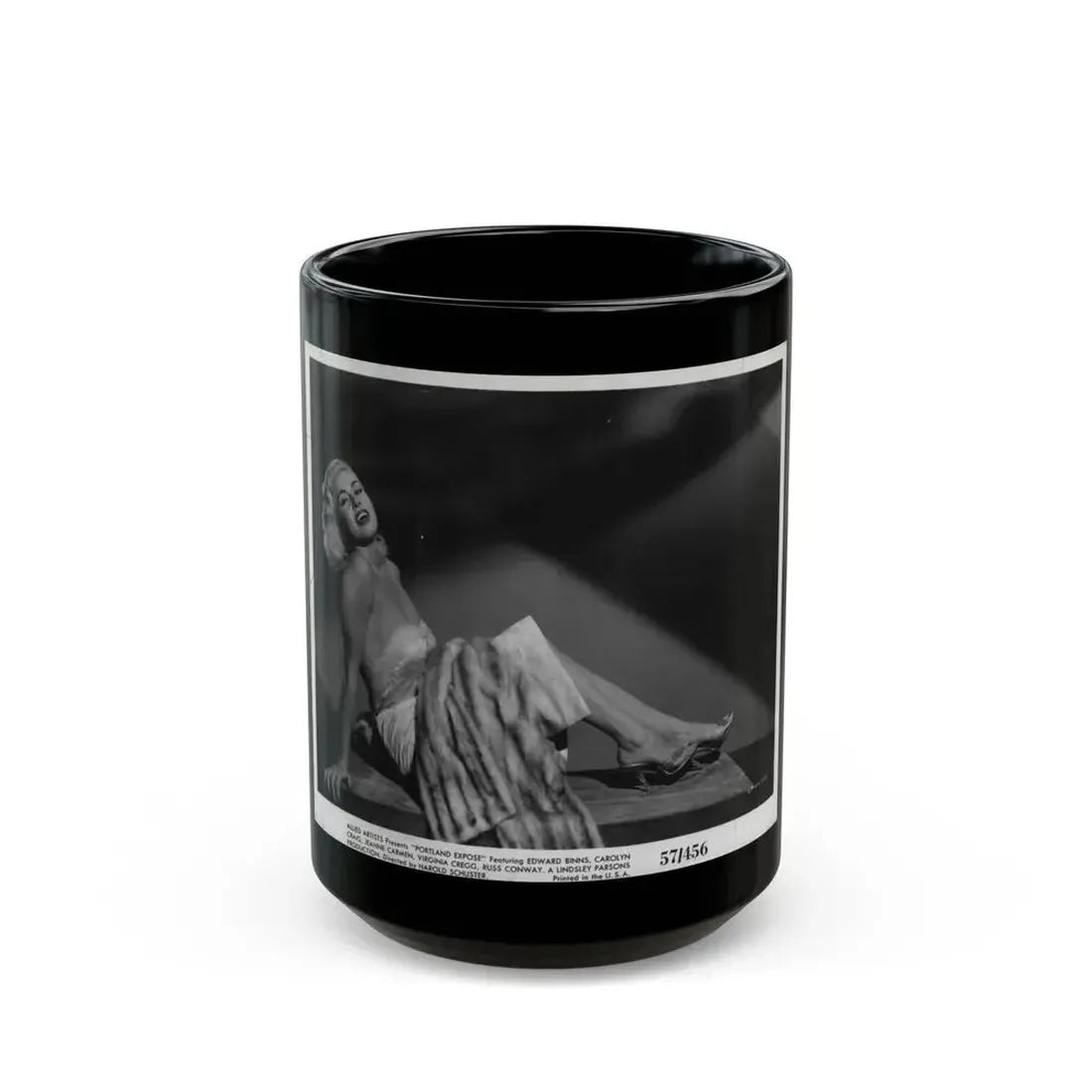 Jeanne Carmen #91 (Vintage Female Icon) Black Coffee Mug 15oz - Go Mug Yourself