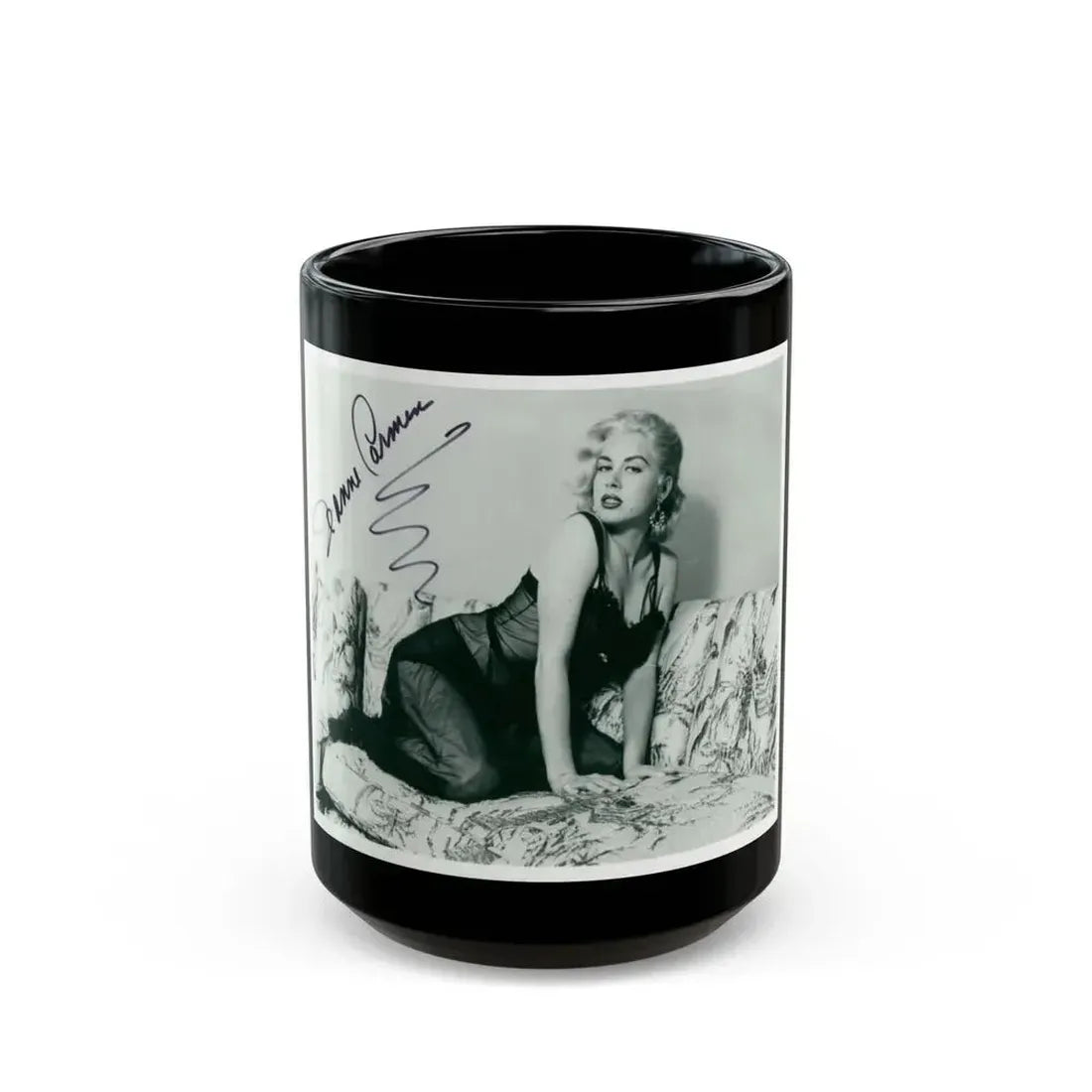 Jeanne Carmen #92 (Vintage Female Icon) Black Coffee Mug 15oz - Go Mug Yourself
