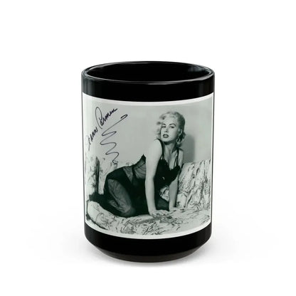 Jeanne Carmen #92 (Vintage Female Icon) Black Coffee Mug 15oz - Go Mug Yourself