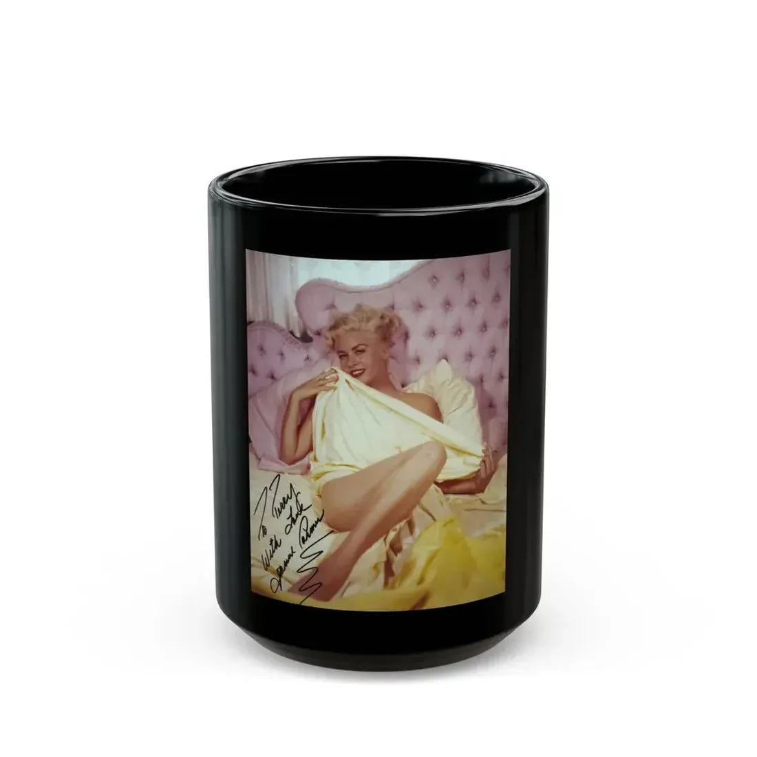 Jeanne Carmen #99 (Vintage Female Icon) Black Coffee Mug 15oz - Go Mug Yourself