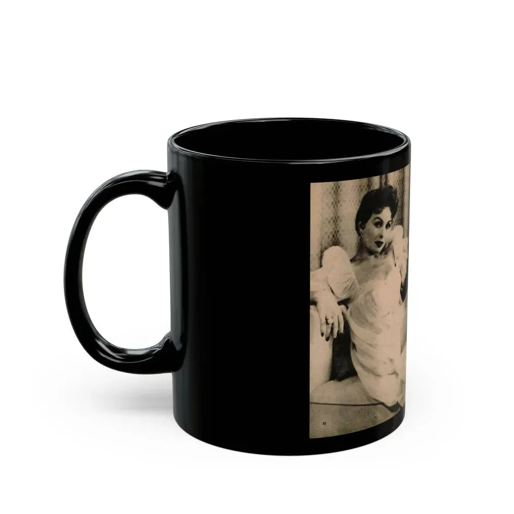Jeanne Crain #102 - Pages 1 & 2 of 7 with, 1 B&W Cenetrfold Photo from Sensation Digest Mag. '54 (Vintage Female Icon) Black Coffee Mug - Go Mug Yourself