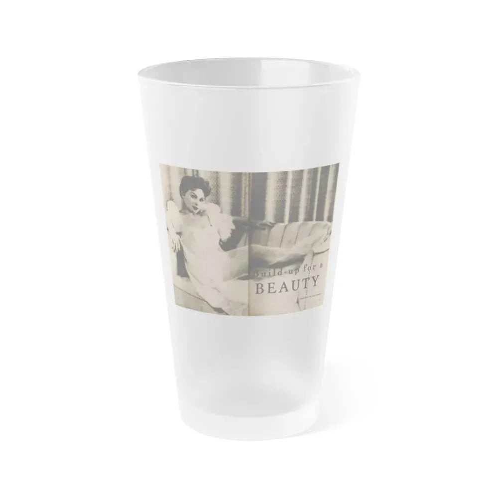 Jeanne Crain #102 - Pages 1 & 2 of 7 with, 1 B&W Cenetrfold Photo from Sensation Digest Mag. '54 (Vintage Female Icon) Frosted Pint Glass 16oz 16oz Frosted - Go Mug Yourself