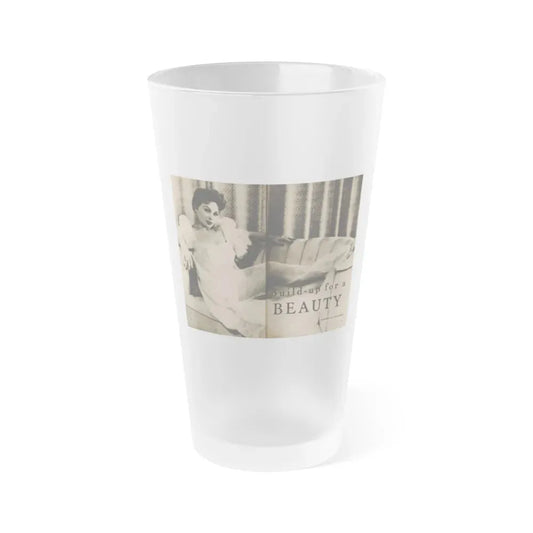 Jeanne Crain #102 - Pages 1 & 2 of 7 with, 1 B&W Cenetrfold Photo from Sensation Digest Mag. '54 (Vintage Female Icon) Frosted Pint Glass 16oz 16oz Frosted - Go Mug Yourself