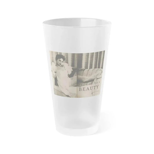 Jeanne Crain #102 - Pages 1 & 2 of 7 with, 1 B&W Cenetrfold Photo from Sensation Digest Mag. '54 (Vintage Female Icon) Frosted Pint Glass 16oz 16oz Frosted - Go Mug Yourself