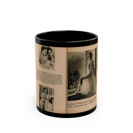 Jeanne Crain #103 - Pages 3 & 4 of 7 with, 3 B&W Photos, Captions & Article from Sensation Digest Mag. '54 (Vintage Female Icon) Black Coffee Mug 11oz - Go Mug Yourself