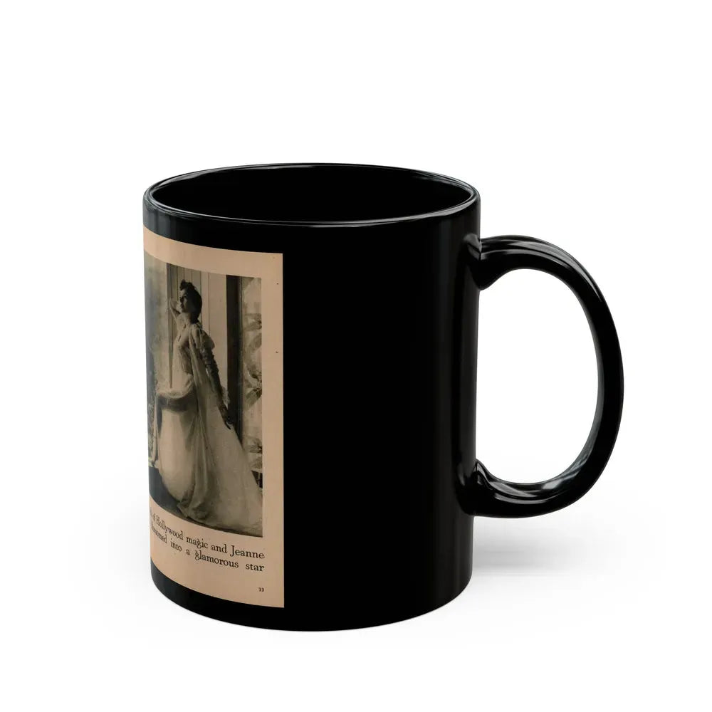 Jeanne Crain #103 - Pages 3 & 4 of 7 with, 3 B&W Photos, Captions & Article from Sensation Digest Mag. '54 (Vintage Female Icon) Black Coffee Mug - Go Mug Yourself