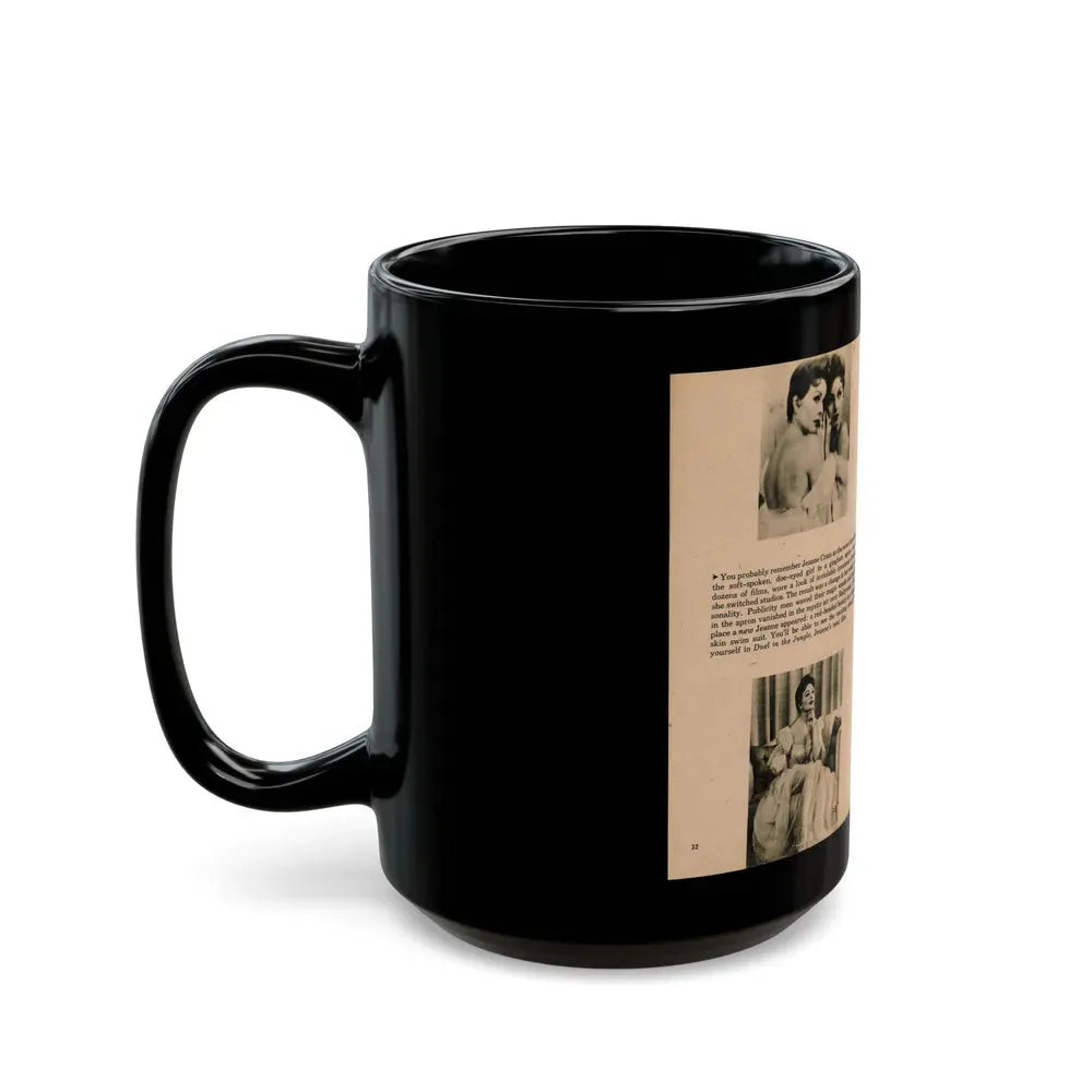 Jeanne Crain #103 - Pages 3 & 4 of 7 with, 3 B&W Photos, Captions & Article from Sensation Digest Mag. '54 (Vintage Female Icon) Black Coffee Mug - Go Mug Yourself
