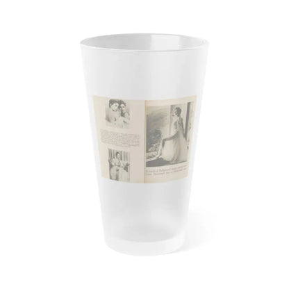 Jeanne Crain #103 - Pages 3 & 4 of 7 with, 3 B&W Photos, Captions & Article from Sensation Digest Mag. '54 (Vintage Female Icon) Frosted Pint Glass 16oz 16oz Frosted - Go Mug Yourself