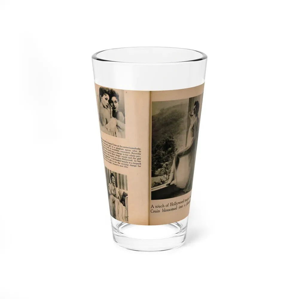 Jeanne Crain #103 - Pages 3 & 4 of 7 with, 3 B&W Photos, Captions & Article from Sensation Digest Mag. '54 (Vintage Female Icon) Pint Glass 16oz 16oz - Go Mug Yourself