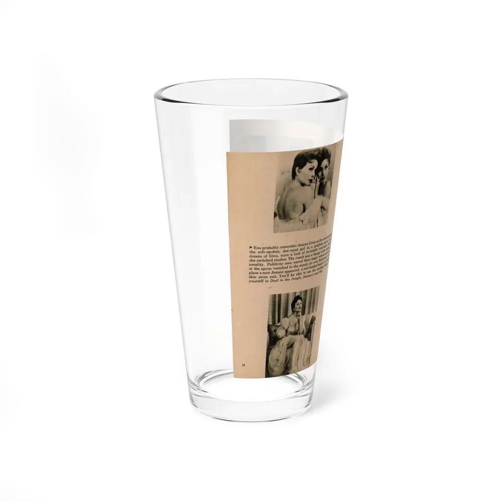 Jeanne Crain #103 - Pages 3 & 4 of 7 with, 3 B&W Photos, Captions & Article from Sensation Digest Mag. '54 (Vintage Female Icon) Pint Glass 16oz - Go Mug Yourself