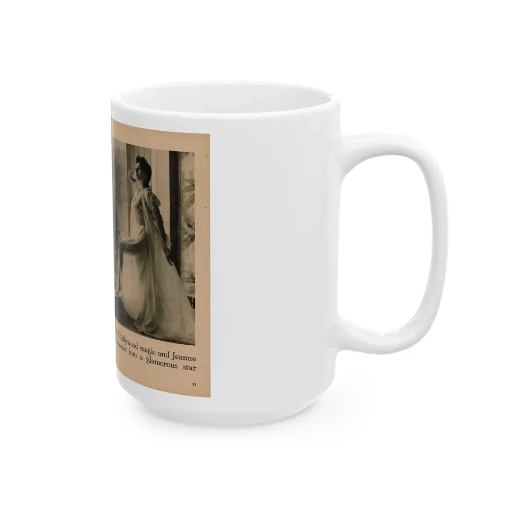 Jeanne Crain #103 - Pages 3 & 4 of 7 with, 3 B&W Photos, Captions & Article from Sensation Digest Mag. '54 (Vintage Female Icon) White Coffee Mug - Go Mug Yourself