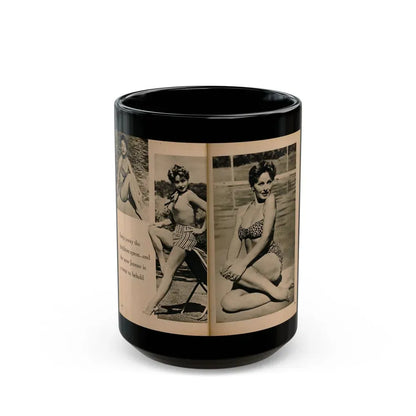 Jeanne Crain #104 - Pages 5 & 6 of 7 with, 3 B&W Photos & 1 Caption from Sensation Digest Mag. '54 (Vintage Female Icon) Black Coffee Mug 15oz - Go Mug Yourself