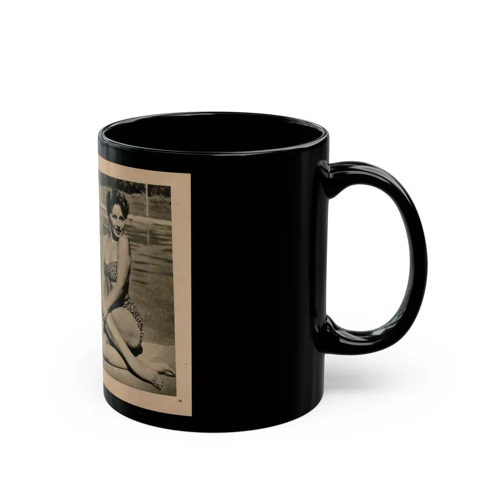Jeanne Crain #104 - Pages 5 & 6 of 7 with, 3 B&W Photos & 1 Caption from Sensation Digest Mag. '54 (Vintage Female Icon) Black Coffee Mug - Go Mug Yourself