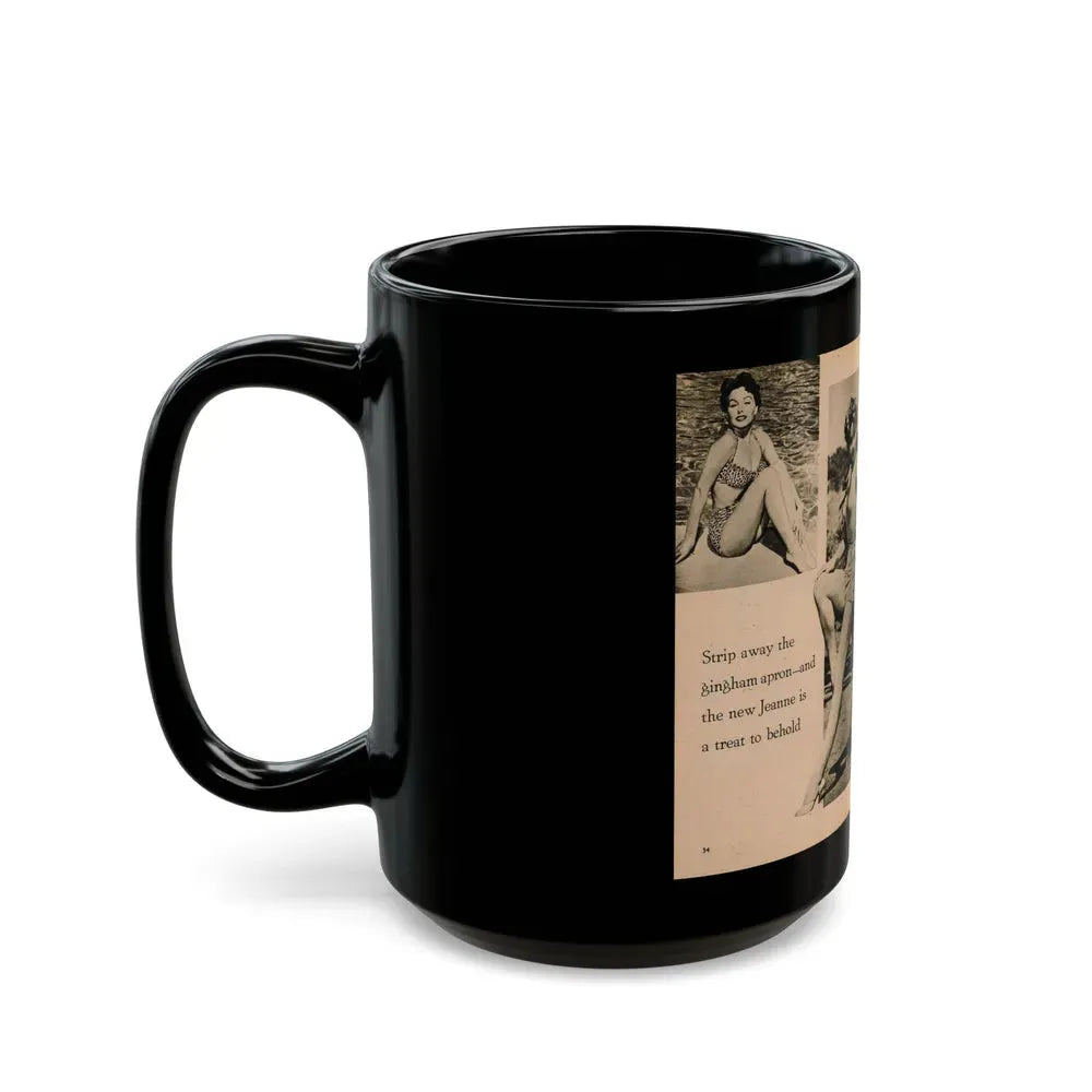Jeanne Crain #104 - Pages 5 & 6 of 7 with, 3 B&W Photos & 1 Caption from Sensation Digest Mag. '54 (Vintage Female Icon) Black Coffee Mug - Go Mug Yourself
