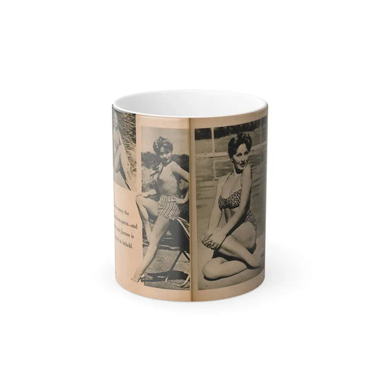 Jeanne Crain #104 - Pages 5 & 6 of 7 with, 3 B&W Photos & 1 Caption from Sensation Digest Mag. '54 (Vintage Female Icon) Color Changing Coffee Mug 11oz - Go Mug Yourself