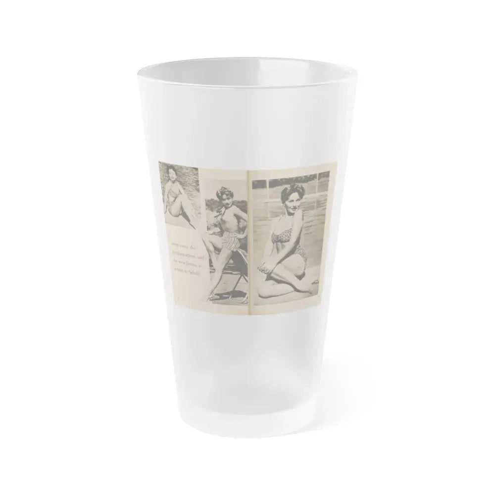 Jeanne Crain #104 - Pages 5 & 6 of 7 with, 3 B&W Photos & 1 Caption from Sensation Digest Mag. '54 (Vintage Female Icon) Frosted Pint Glass 16oz 16oz Frosted - Go Mug Yourself