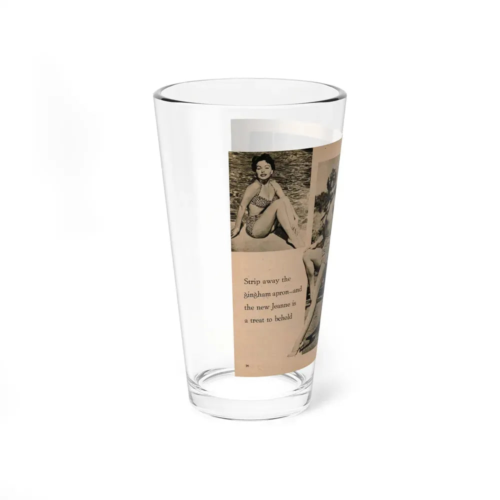 Jeanne Crain #104 - Pages 5 & 6 of 7 with, 3 B&W Photos & 1 Caption from Sensation Digest Mag. '54 (Vintage Female Icon) Pint Glass 16oz - Go Mug Yourself