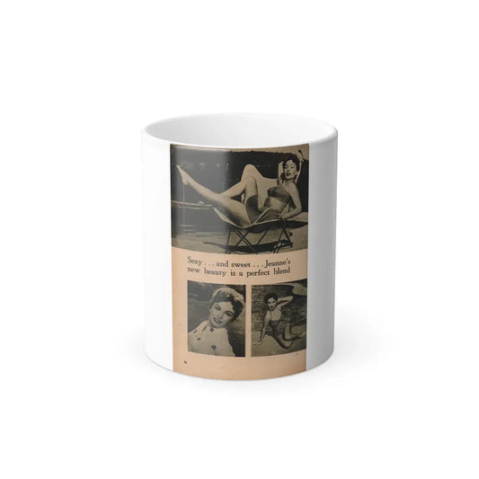 Jeanne Crain #105 - Pages 7 of 7 with, 3 B&W Photos & 1 Caption from Sensation Digest Mag. '54 (Vintage Female Icon) Color Changing Coffee Mug 11oz - Go Mug Yourself