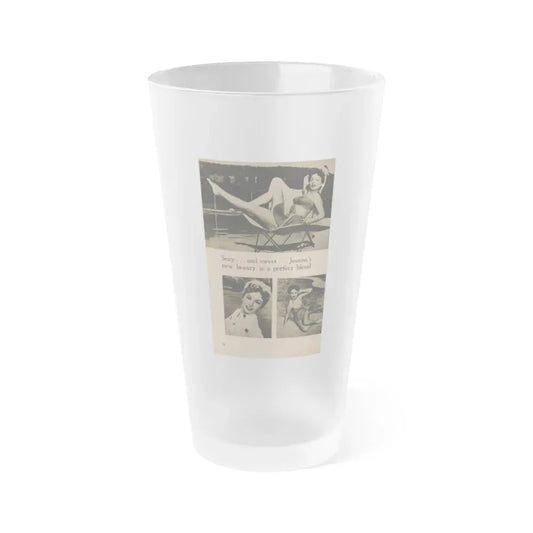 Jeanne Crain #105 - Pages 7 of 7 with, 3 B&W Photos & 1 Caption from Sensation Digest Mag. '54 (Vintage Female Icon) Frosted Pint Glass 16oz 16oz Frosted - Go Mug Yourself