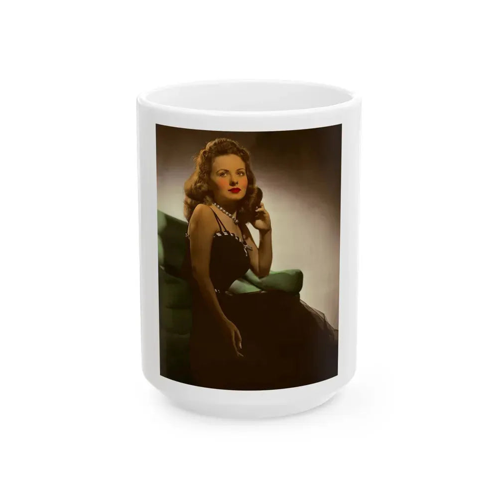 Jeanne Crain #124 (Vintage Female Icon) White Coffee Mug 15oz - Go Mug Yourself
